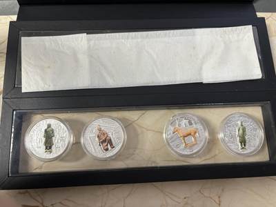 第184期拍卖 - 老挝2009年兵马俑3D立体镶嵌彩色精制纪念银币4枚，925银，1盎司*4.发行2000套