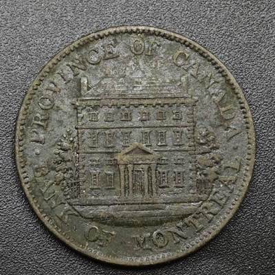 【淘币小摊】实时拍第八百一十七拍   散币场   满百包邮可预留二周 每周一统一发货   - 加拿大1844年蒙特利尔银行半便士铜币代币