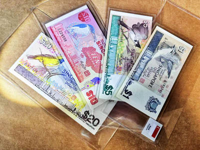 【Blue Auction】世界纸币精拍第758期——18级TOP拍卖/信誉/品质/专业/高效💫 - 【一组4张】新加坡 鸟版1-20元 UNC/UNC-