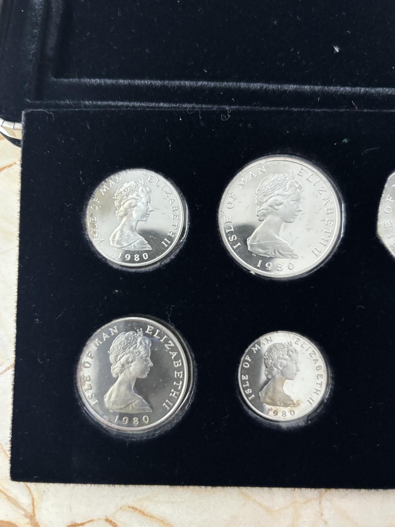 第184期拍卖 马恩岛1980年年度全银精制纪念银币7枚全套，发行量10000套