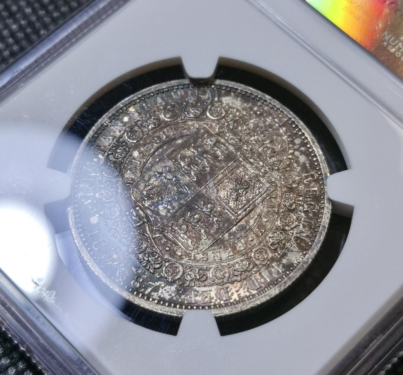 甄臻铺-世界币章拍卖（第42期）送拍享返佣金等优惠多多 NGC-UNCD 1887 高冠维多利亚半克朗，包浆漂亮