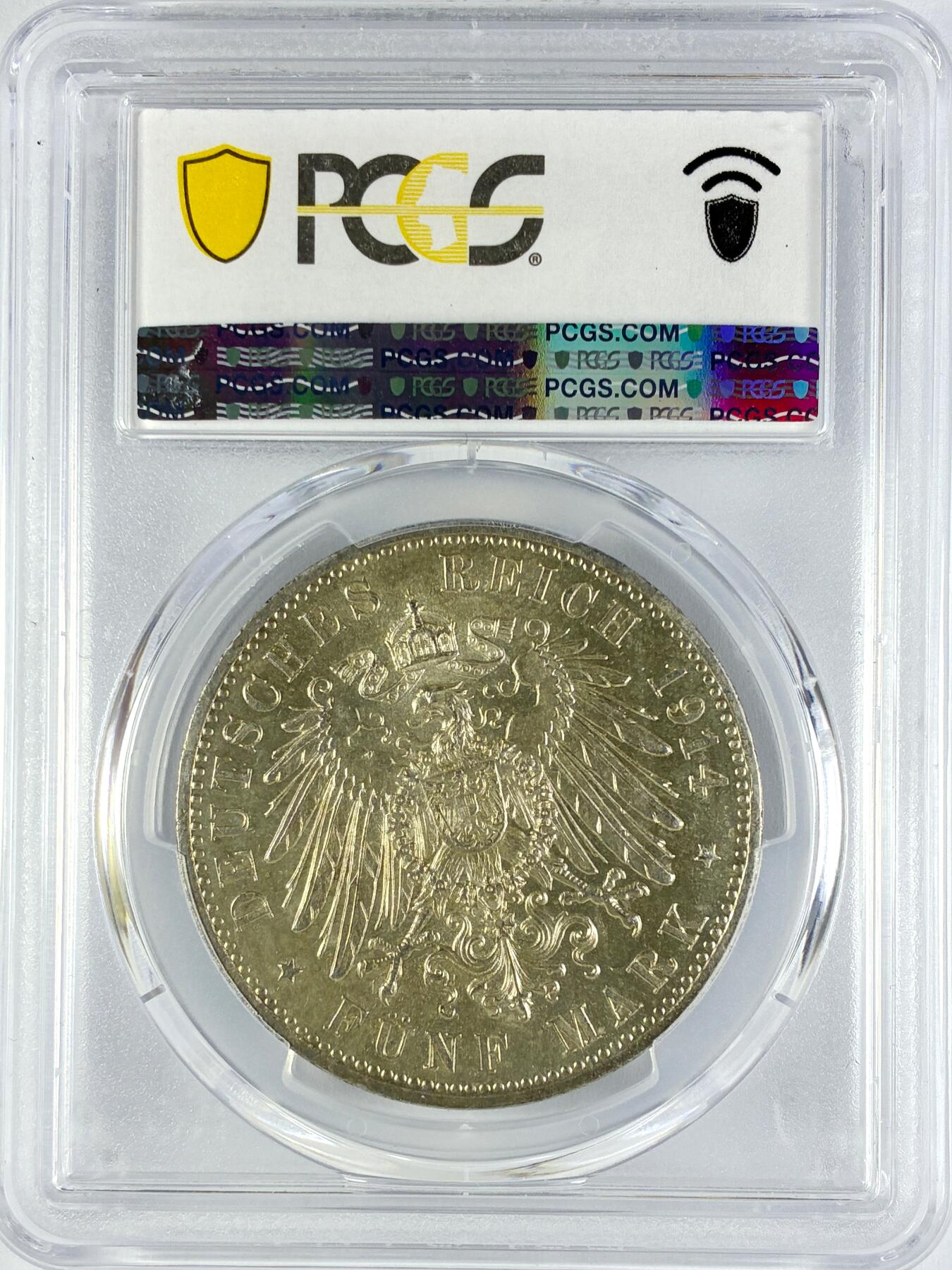 【雨安】【直播拍卖】【世界币章119期-评级币】2025-12-06 周六 19:30 保真 [评级德国] Germany 德国 帝国 J.053 巴伐利亚 5马克 (1914) 路德维希三世 1914年  PCGS-MS63