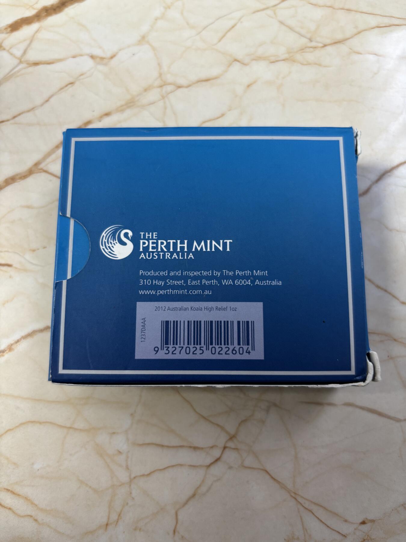 第184期拍卖 澳大利亚2012年考拉系列1盎司高浮雕加厚精制纪念银币，999银，