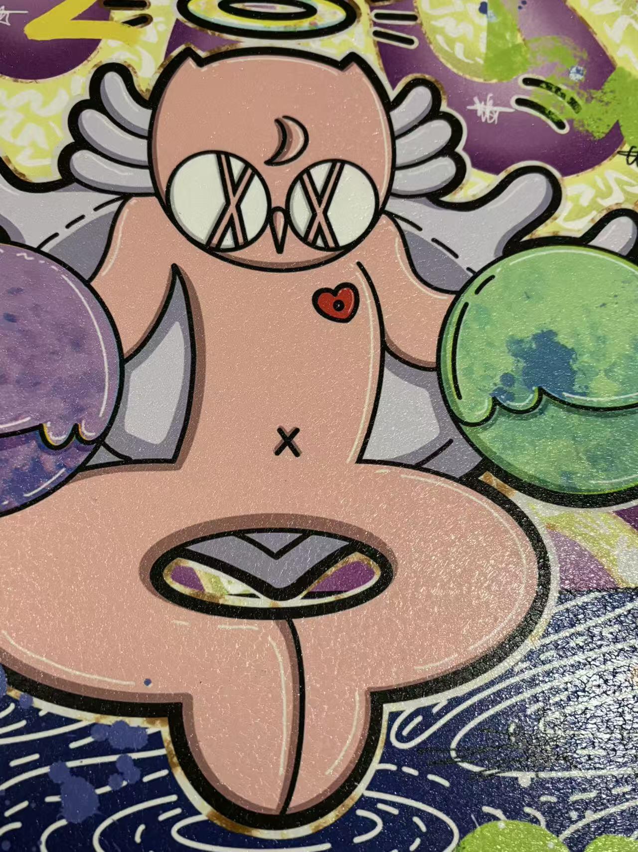 零元拍：歪歪 OWSON 系列作品装饰肌理画《十二星座-巨蟹座》，相框尺寸35/35CM。因展品出展，镜框可能有轻微划痕，介意勿拍