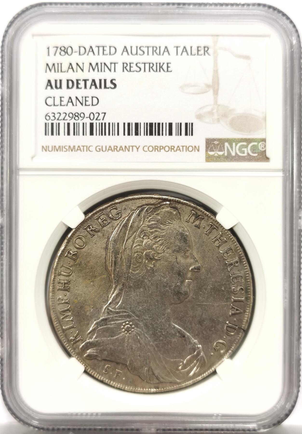 博洋堂世界钱币拍卖第150期（全场包邮） NGC AUD 奥地利1780年（1820-1830）米兰厂特蕾莎泰勒银币