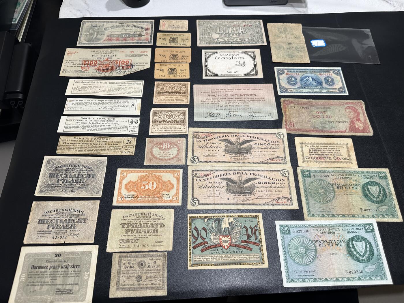 《外钞收藏家》第五百九十一期（畅拍场）（本平台长期征集拍品、欢迎藏友们联系合作） 苏联、东加勒比、塞浦路斯等30几张一起 品相如图