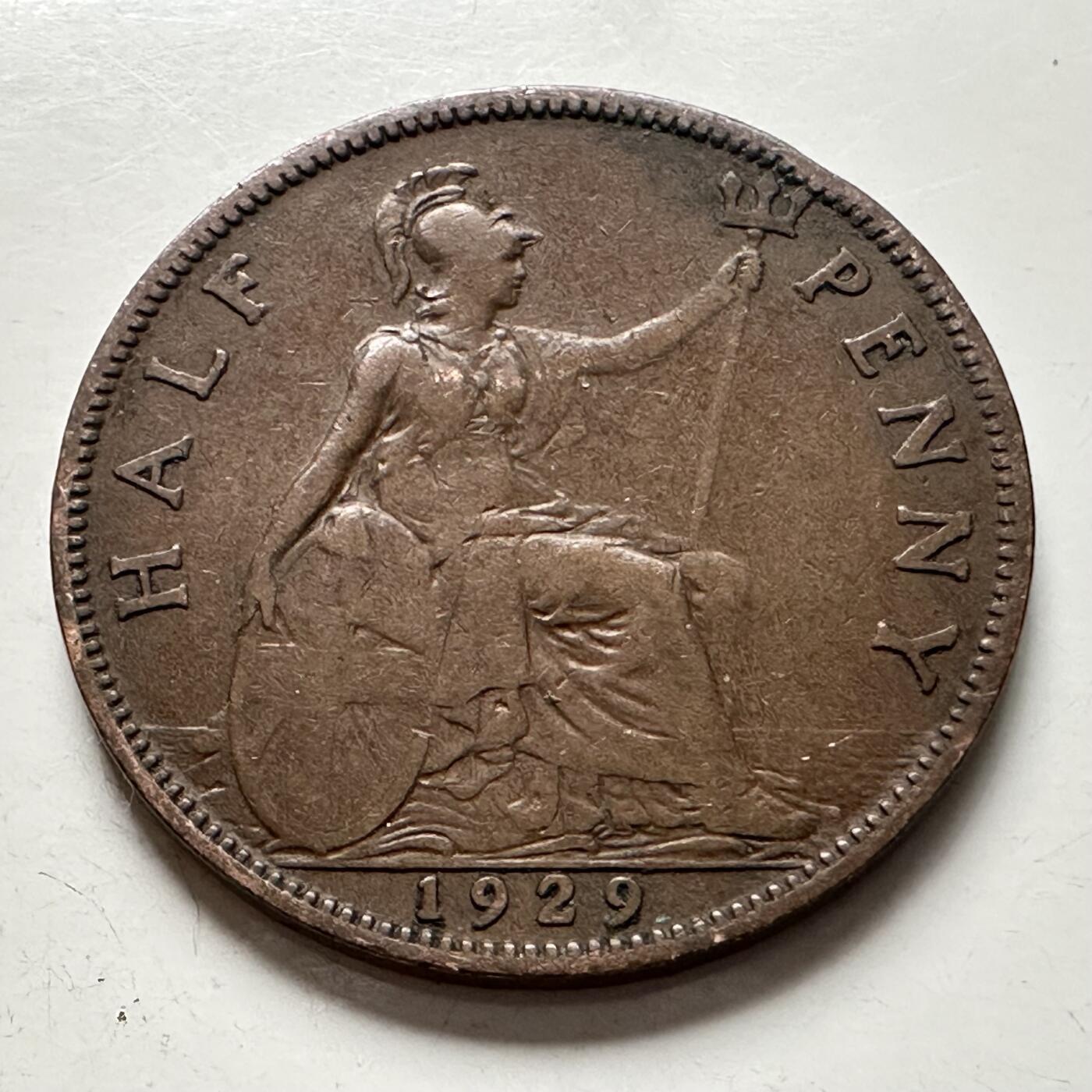 🌹外币初藏🌹🐯2025年第136场  每周二四六晚8️⃣点 接代拍 英国1929年1/2便士 b