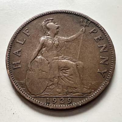 🌹外币初藏🌹🐯2025年第136场  每周二四六晚8️⃣点 接代拍 - 英国1929年1/2便士 b