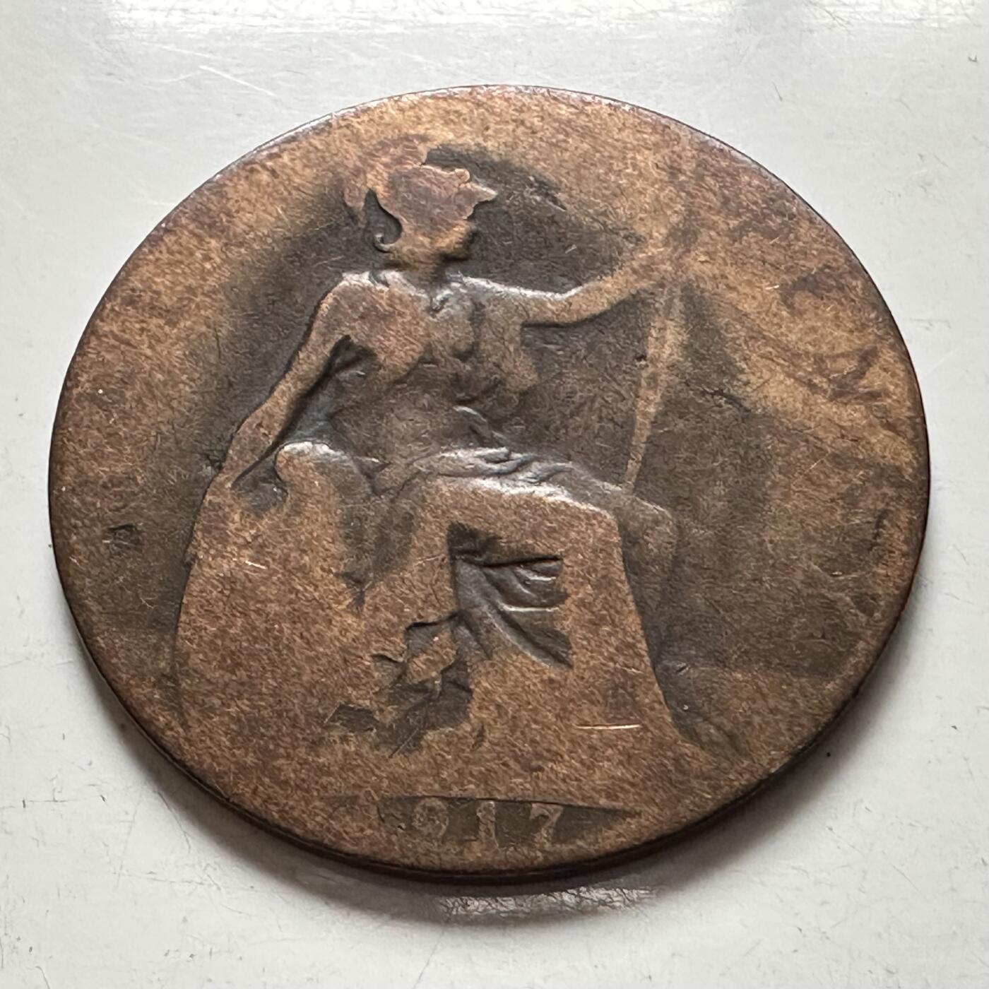 🌹外币初藏🌹🐯2025年第136场  每周二四六晚8️⃣点 接代拍 英国1917年1/2便士 b