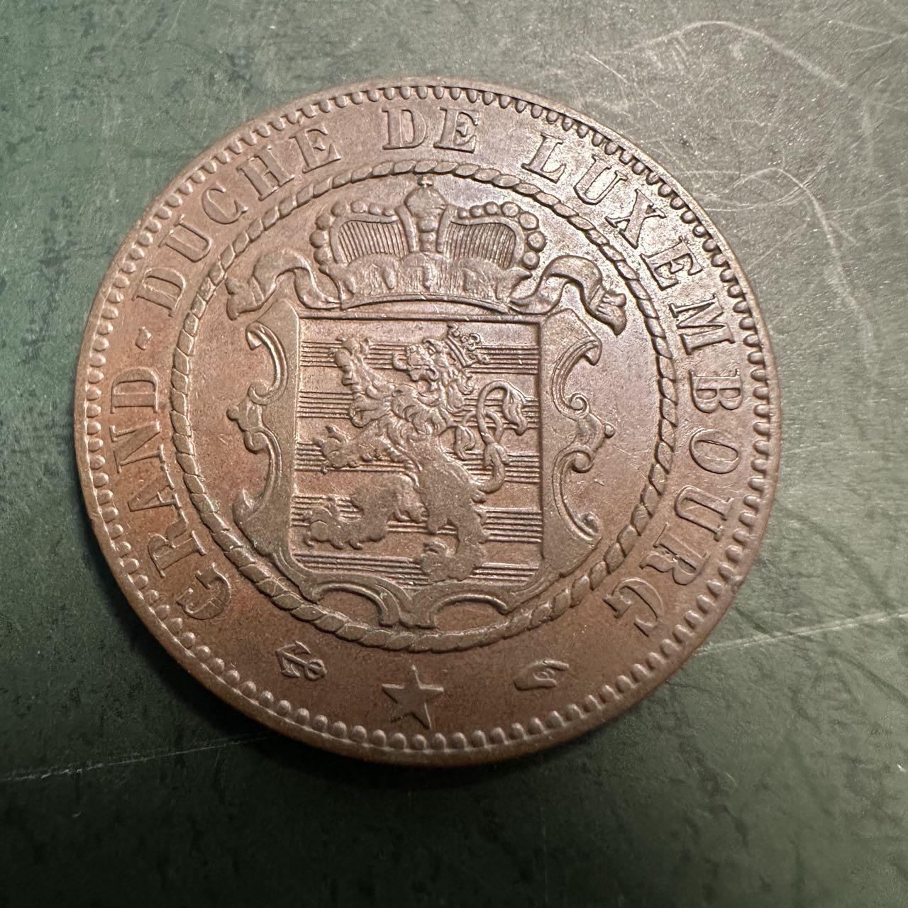 蒂克钱币-第49场 外国硬币散币场 卢森堡大公国1860年版10分（10 Centimes）铜币