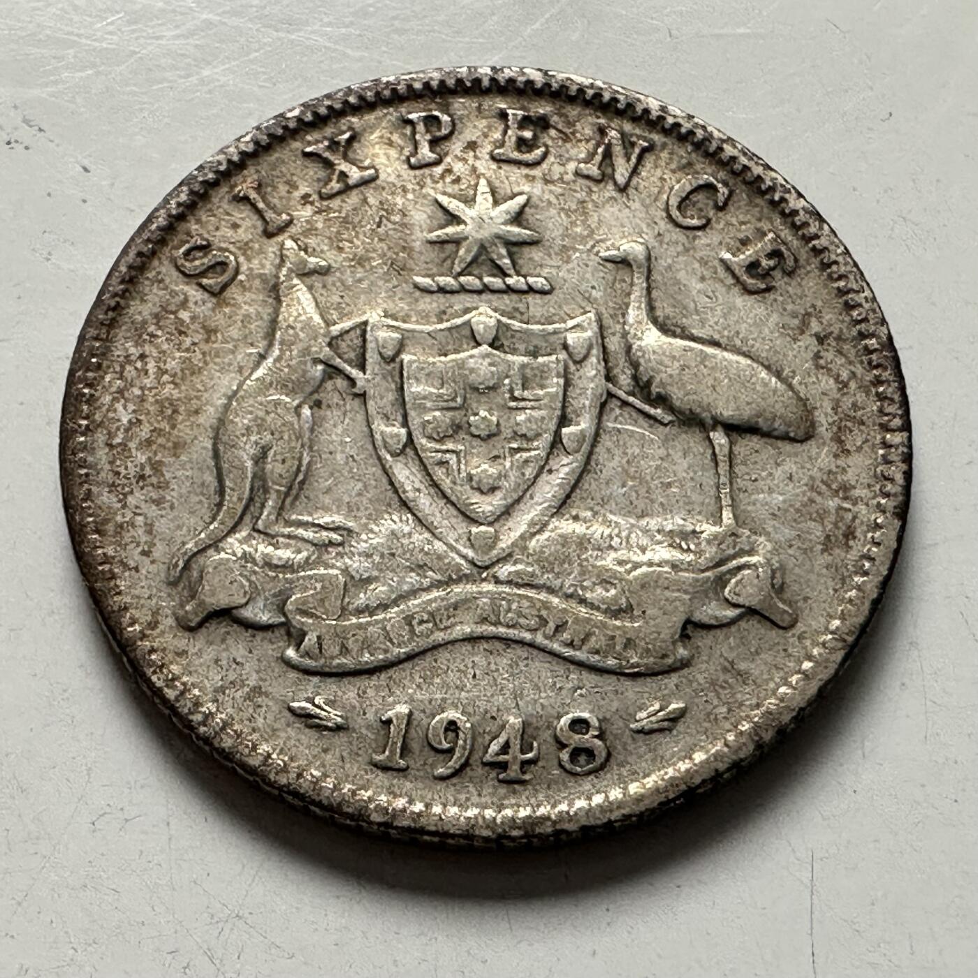 🌹外币初藏🌹🐯2025年第136场  每周二四六晚8️⃣点 接代拍 澳大利亚1948年六便士银币