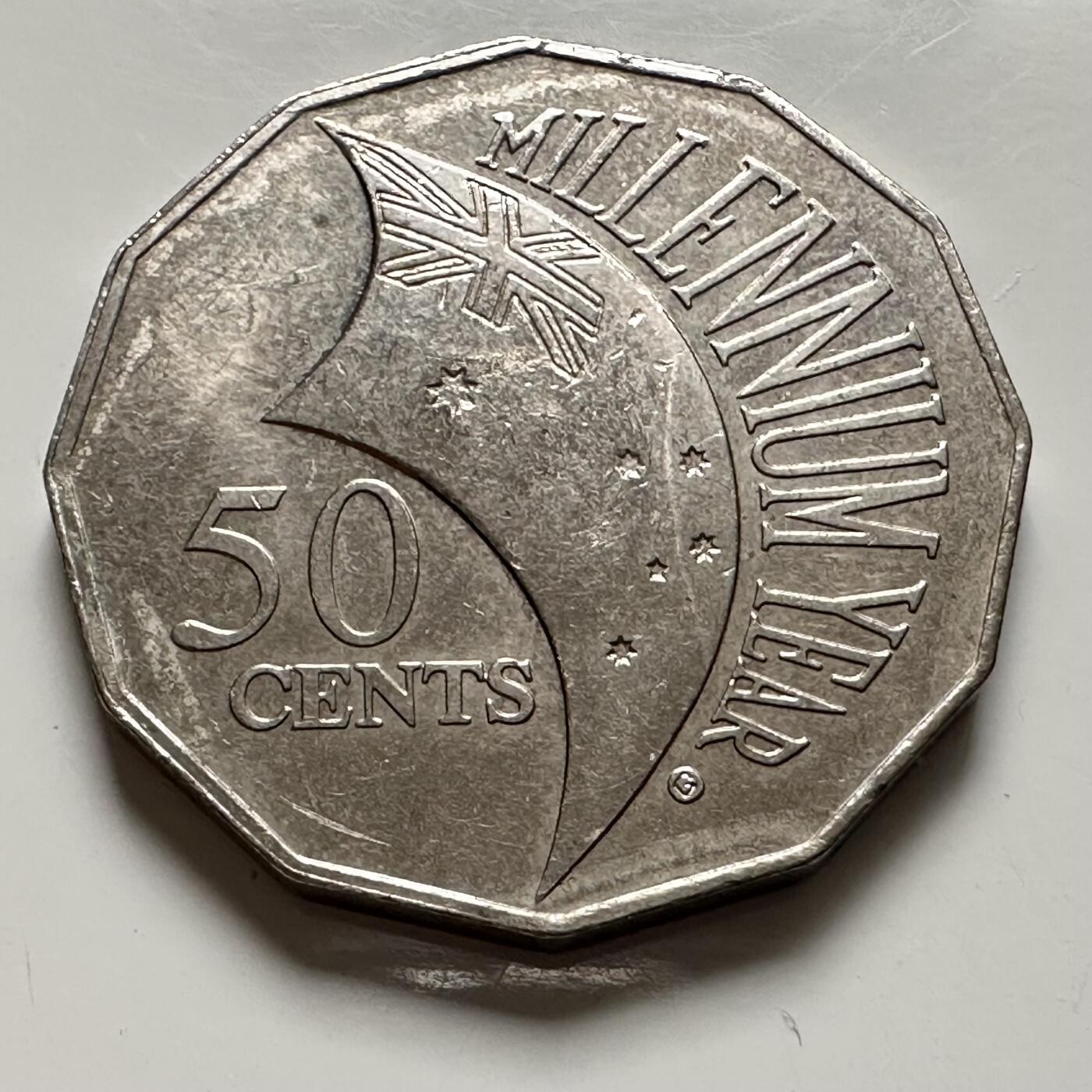 🌹外币初藏🌹🐯2025年第136场  每周二四六晚8️⃣点 接代拍 澳大利亚2000千禧年五十分纪念币 a