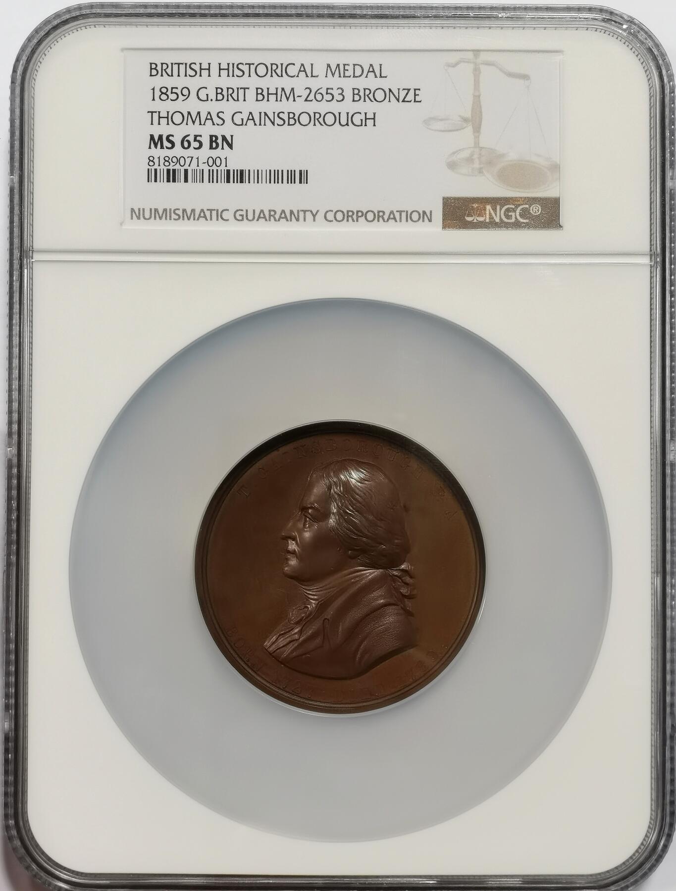 博洋堂世界钱币拍卖第150期（全场包邮） NGC MS65BN 英国1859年伦敦艺术联盟的章 木材采集者纪念大铜章 BHM-2653 五官细刻 高分 包浆醇厚 纽约博物馆名画