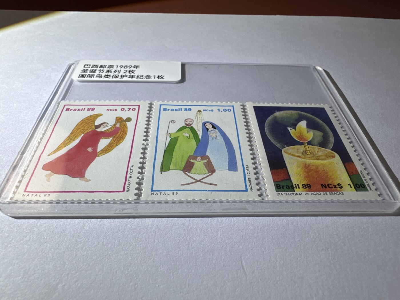 12.6邮票专场 巴西1989年圣诞节系列2枚+国际鸟类保护年纪念1枚