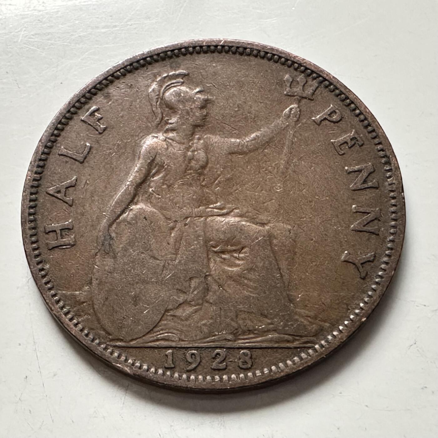 🌹外币初藏🌹🐯2025年第136场  每周二四六晚8️⃣点 接代拍 英国1928年1/2便士 b