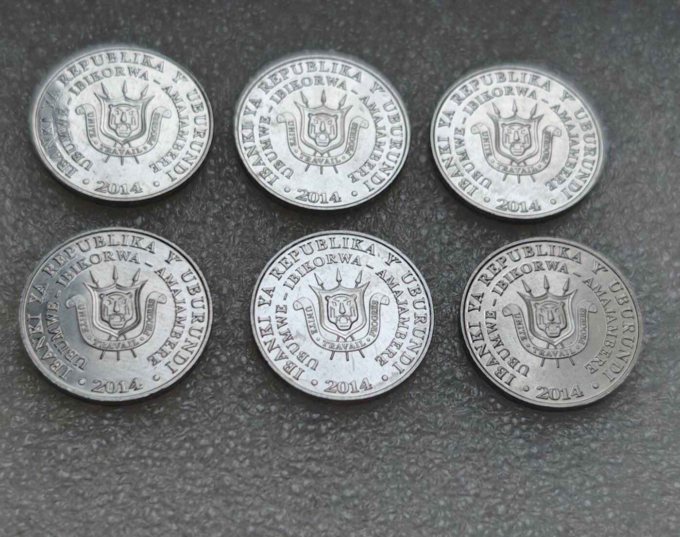 瓶子🏺第219期拍卖会  布隆迪2014年清年份5法郎濒危野生动物鸟纪念币6枚一套 UNC