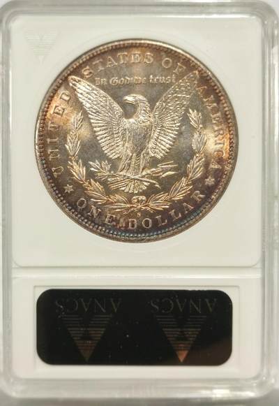 博洋堂世界钱币拍卖第150期（全场包邮） ANACS MS64 美国1881年摩根银币S版，原汁原味双面五彩老包浆，包浆醇厚，重彩包浆，状态一流。ANACS绝版经典小白盒，盒子本身就是古董级别的收藏品。