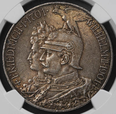 修遠堂世界钱币第九十六期 - NGC MS62 1901年普鲁士建国200周年5马克大银币 重包浆