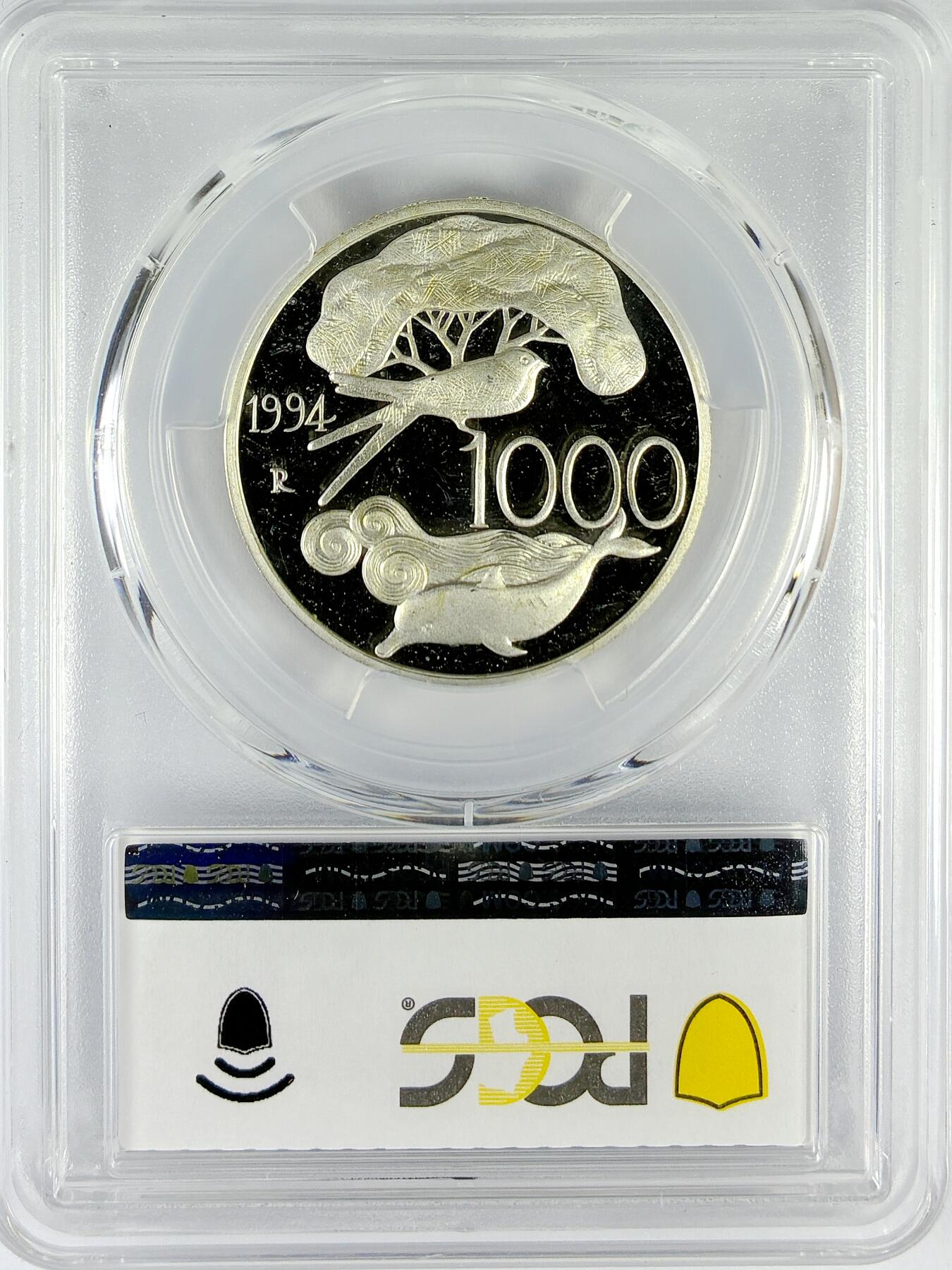 【雨安】【直播拍卖】【世界币章119期-评级币】2025-12-06 周六 19:30 保真 [评级现代] Italy 意大利 1000里拉 1994年 保护野生动物 PCGS-PR68DCAM