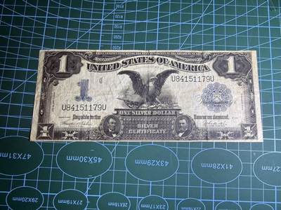 【炜奕收藏】，第五十二期 - 1899年美国大黑鹰1美元，品相如图，大票幅