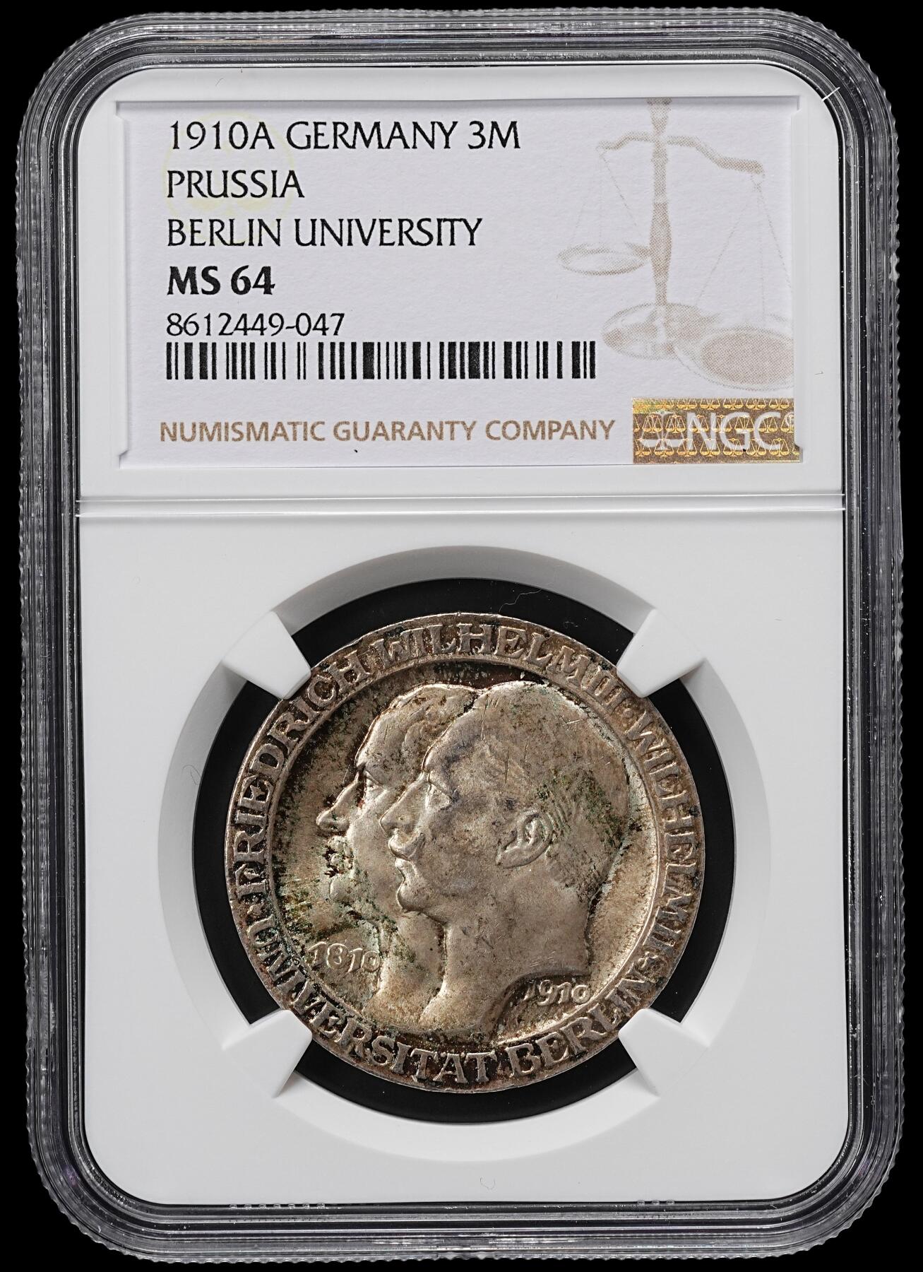 修遠堂世界钱币第九十六期 NGC MS64 1910年普鲁士-柏林大学百年纪念3马克银币
