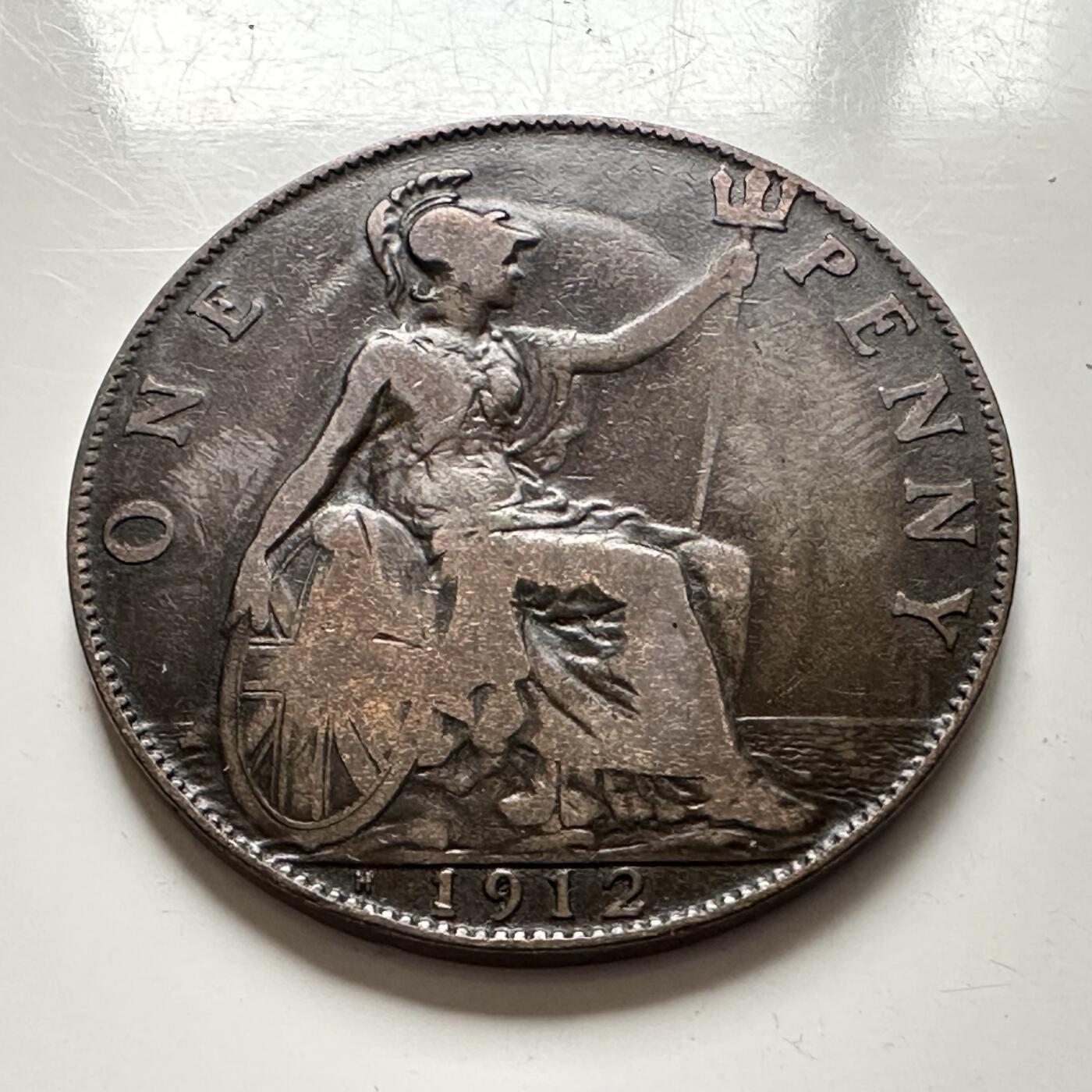 🌹外币初藏🌹🐯2025年第136场  每周二四六晚8️⃣点 接代拍 英国1912年一便士 a