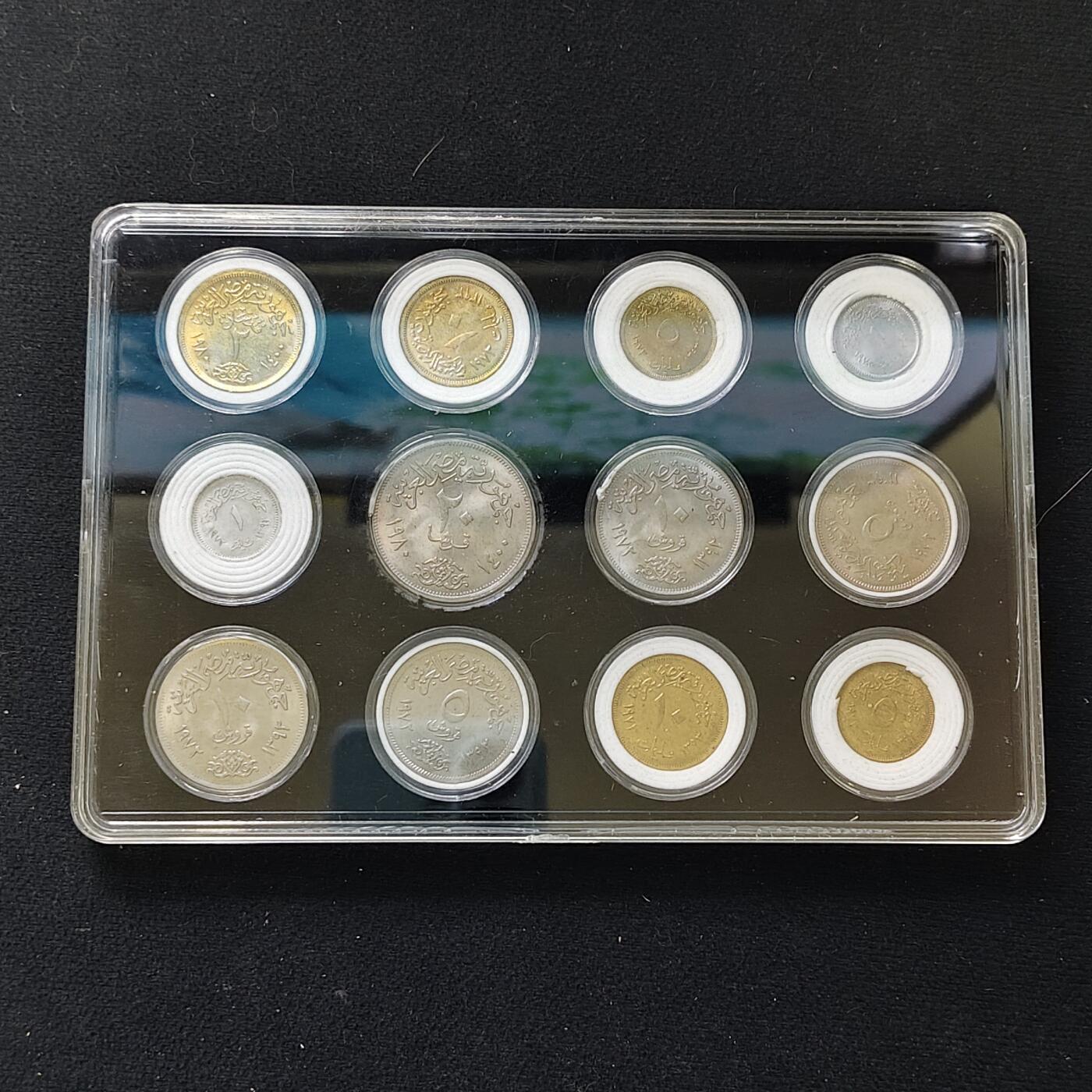 【全场包邮】纯粹捡漏拍482场（免费代拍第19场）-币封+套装+富兰克林（注意佣金） 【盒装套币】埃及各年份阿拉伯共和国联盟时期12枚一盒