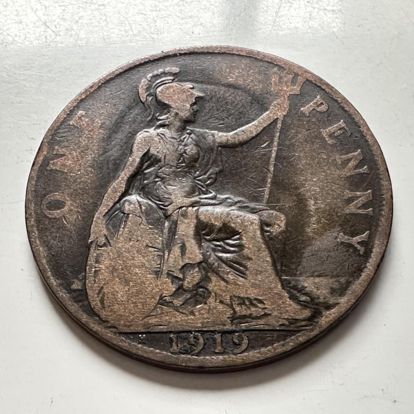 🌹外币初藏🌹🐯2025年第136场  每周二四六晚8️⃣点 接代拍 英国1919年一便士 b