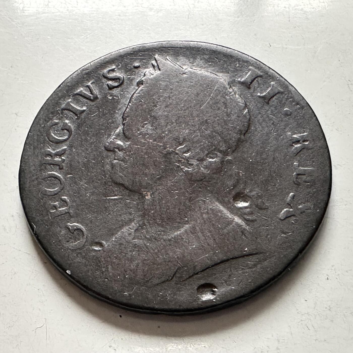 🌹外币初藏🌹🐯2025年第136场  每周二四六晚8️⃣点 接代拍 英国1748年乔治二世1/2便士铜币 29毫米