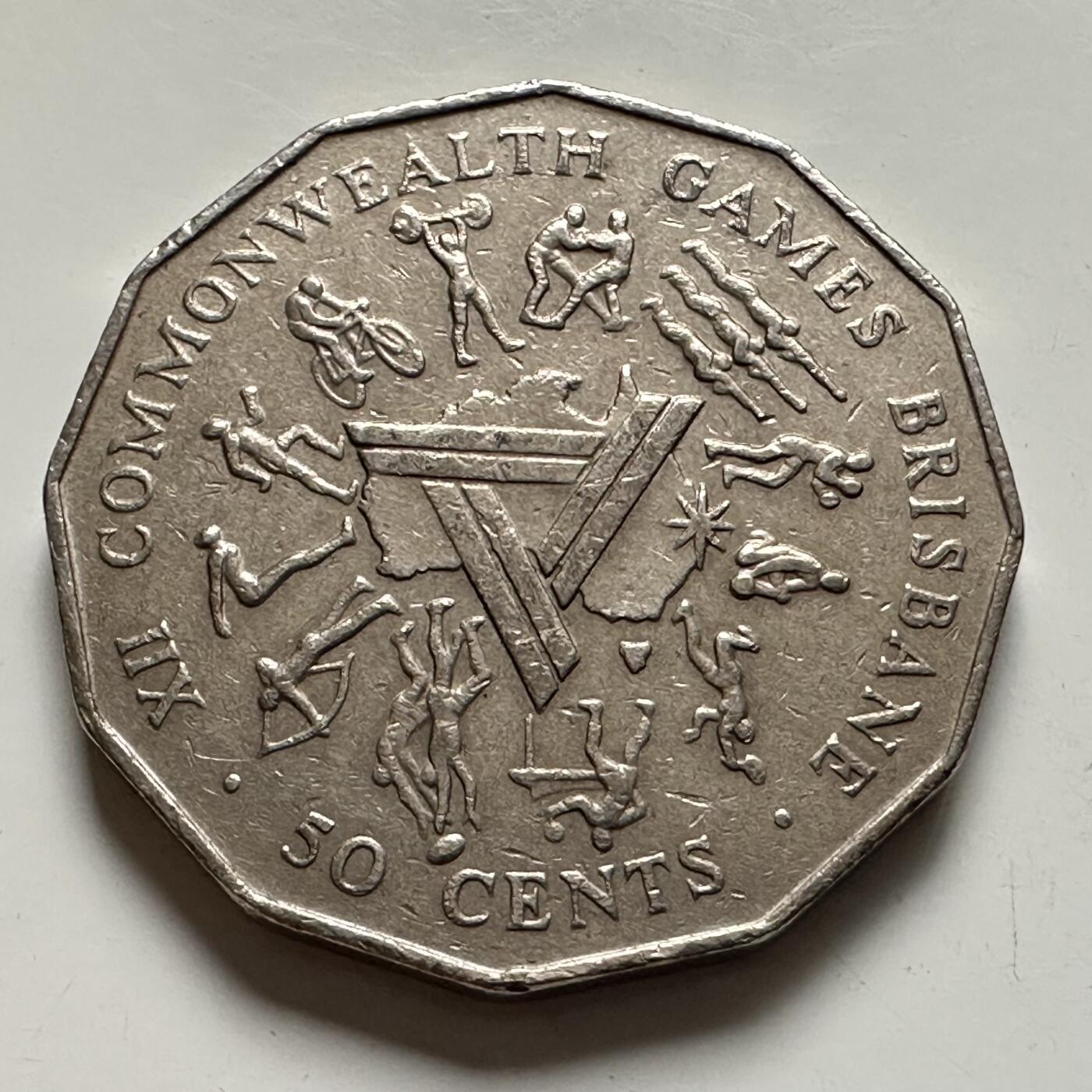 🌹外币初藏🌹🐯2025年第136场  每周二四六晚8️⃣点 接代拍 澳大利亚1982年英联邦运动会50便士纪念币a