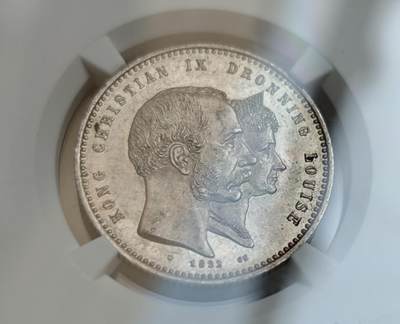 瓶子🏺第219期拍卖会 -  1892年丹麦皇家结婚50周年纪念银币  稀少  NGC MS62