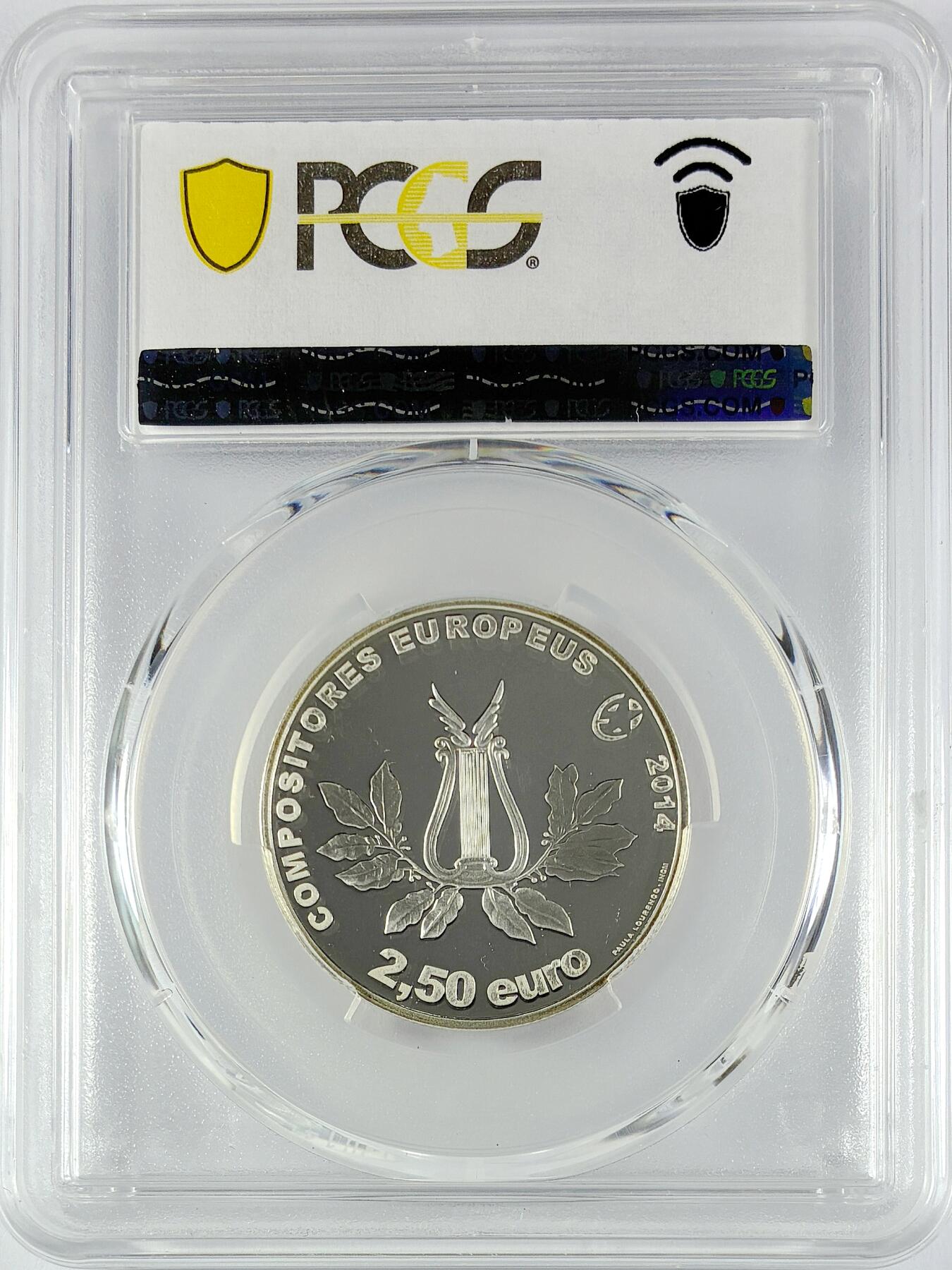 【雨安】【直播拍卖】【世界币章119期-评级币】2025-12-06 周六 19:30 保真 [评级欧元] Portugal 欧元 葡萄牙 2.5欧元 2014年 古典作曲家马科斯 PCGS-PR69DCAM