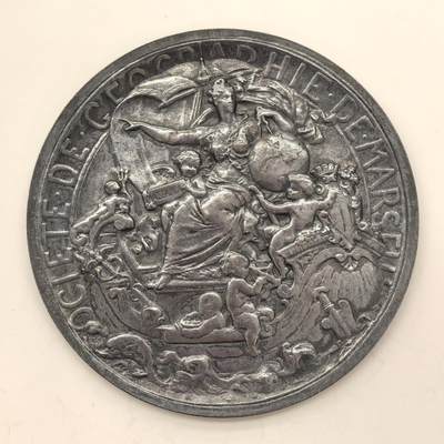 博洋堂世界钱币拍卖第150期（全场包邮） - 丹麦哥本哈根地理学会章 铜镀银单面试样，60mm