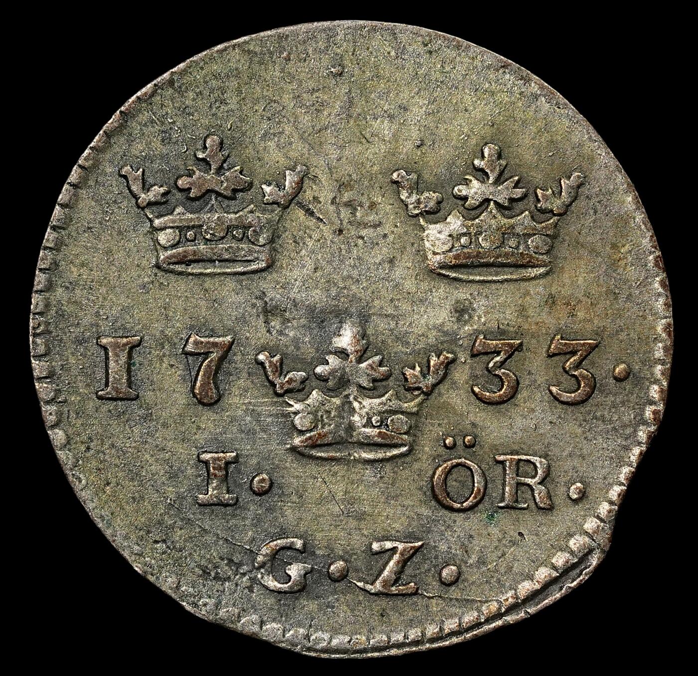 修遠堂世界钱币第九十六期 1733年瑞典1欧尔银币 1.06g