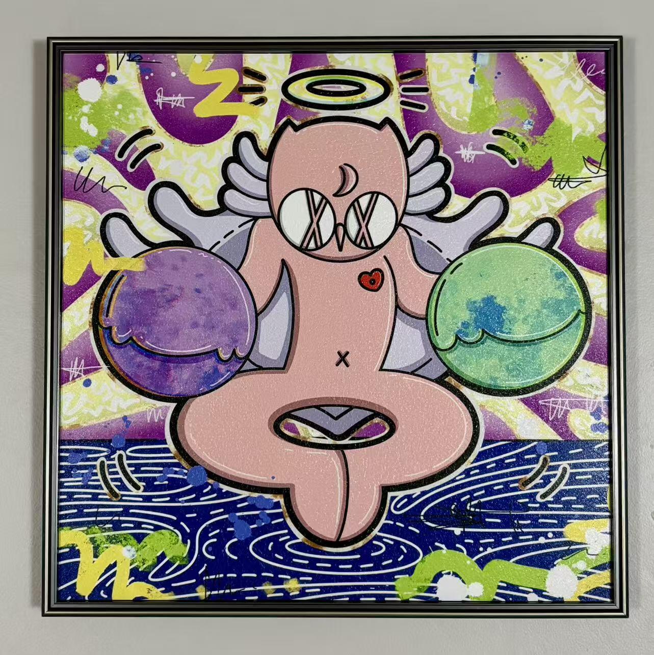 零元拍：歪歪 OWSON 系列作品装饰肌理画《十二星座-巨蟹座》，相框尺寸35/35CM。因展品出展，镜框可能有轻微划痕，介意勿拍