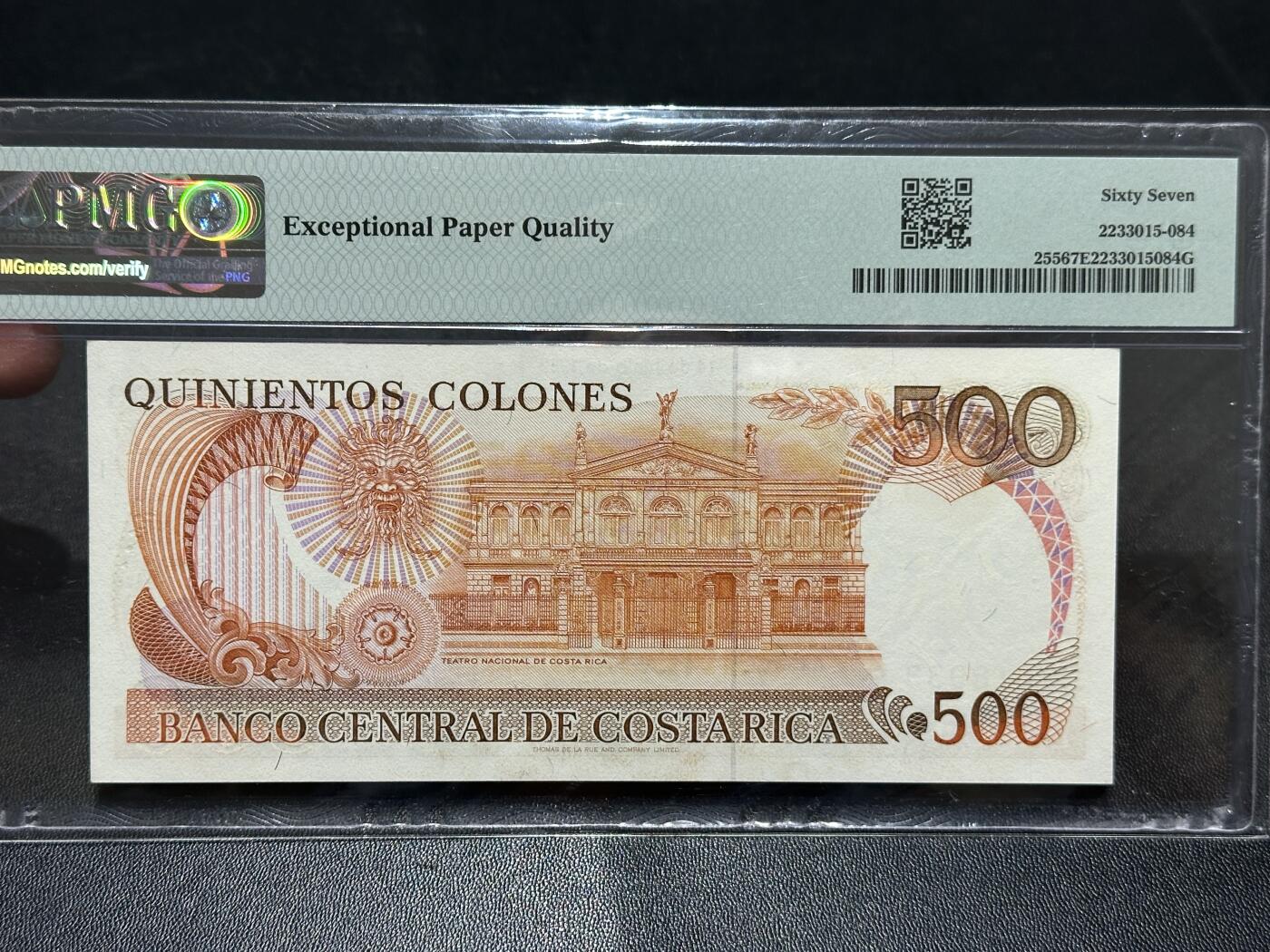 《外钞收藏家》第五百九十一期（畅拍场）（本平台长期征集拍品、欢迎藏友们联系合作） 1989年哥斯达黎加500比索 PMG67