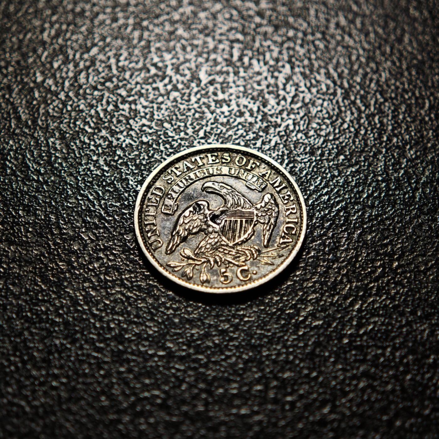 【德藏】世界币章拍卖第156期（拍品征集中~欢迎藏友联系） 1834年 美国早期5美分银币 老包浆 直径约：15.3mm；重约：1.3g