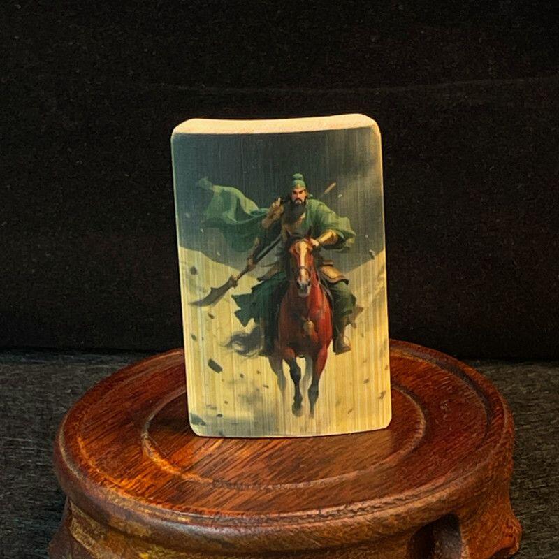 听雨轩（34）天然彩绘实心玉竹牌专场 实心玉竹牌  关公  4*6cm