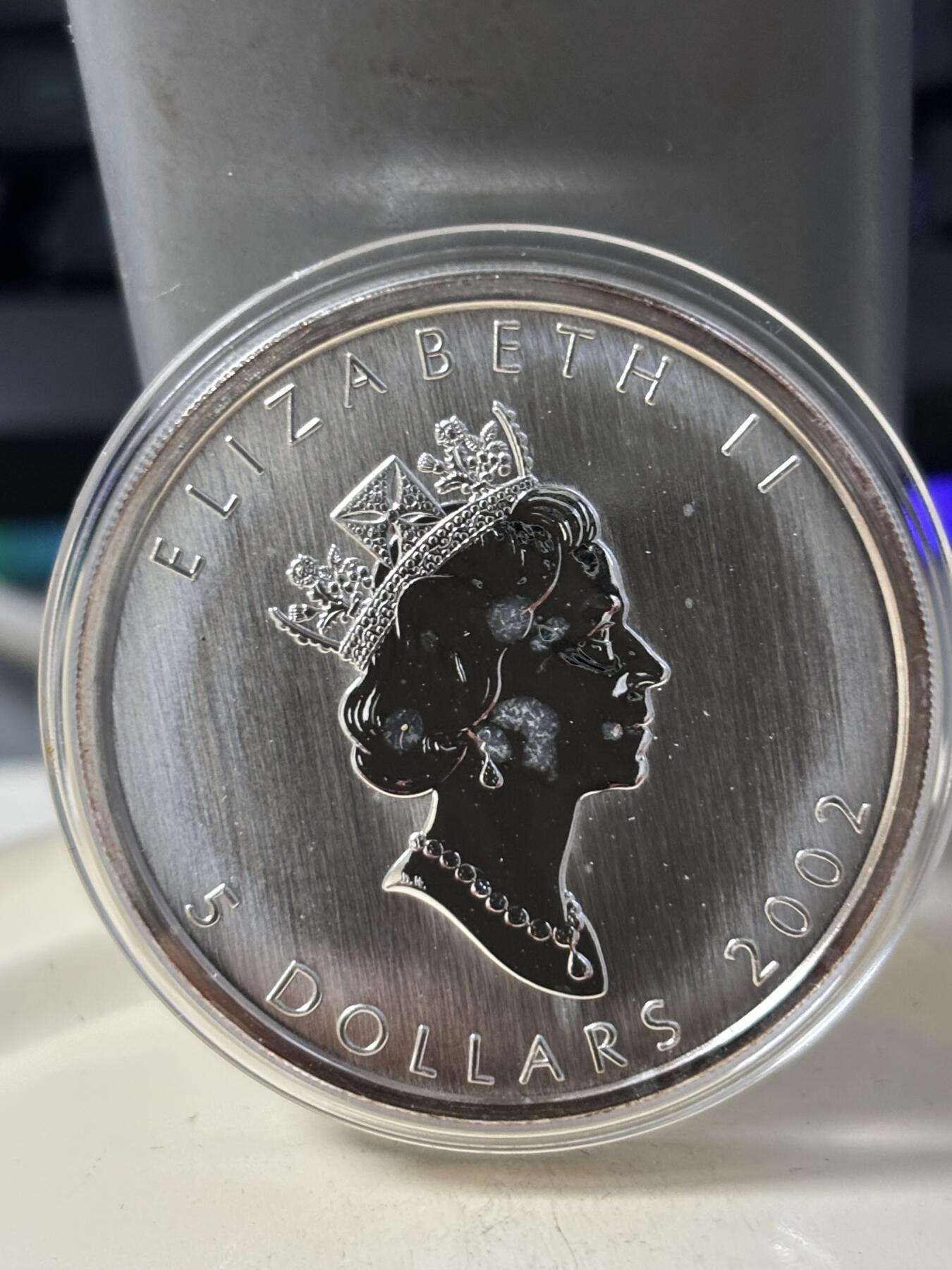 第184期拍卖 加拿大2002年潜鸟全息彩色1盎司纪念银币，9999银银价431，发行30000枚，有氧化