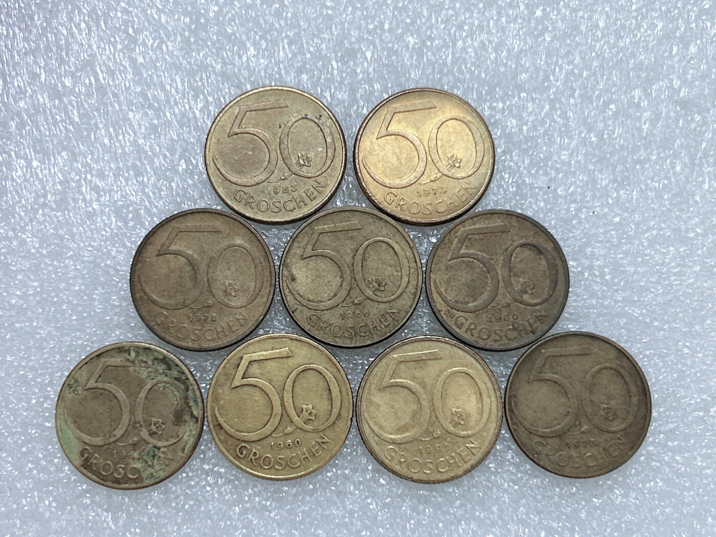 第一海外回流一元起拍收藏 散集专场  第275期 奥地利50格罗申铜币 9枚