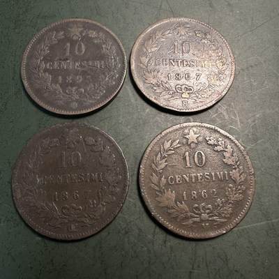 蒂克钱币-第49场 外国硬币散币场 - 意大利王国时期的10分硬币4枚