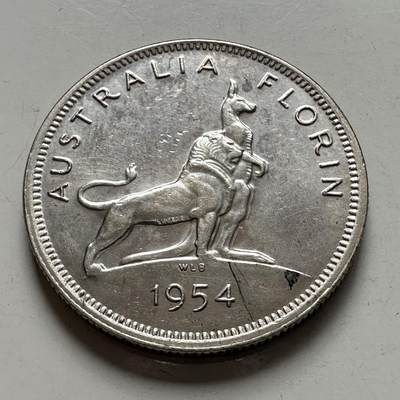 🌹外币初藏🌹🐯2025年第136场  每周二四六晚8️⃣点 接代拍 - 澳大利亚1954年女王访问一弗洛林纪念银币 11.3克半银 原光品