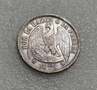 瓶子🏺第219期拍卖会 -  智利1875年1比索银币  秃鹫盾徽  克朗型大银币