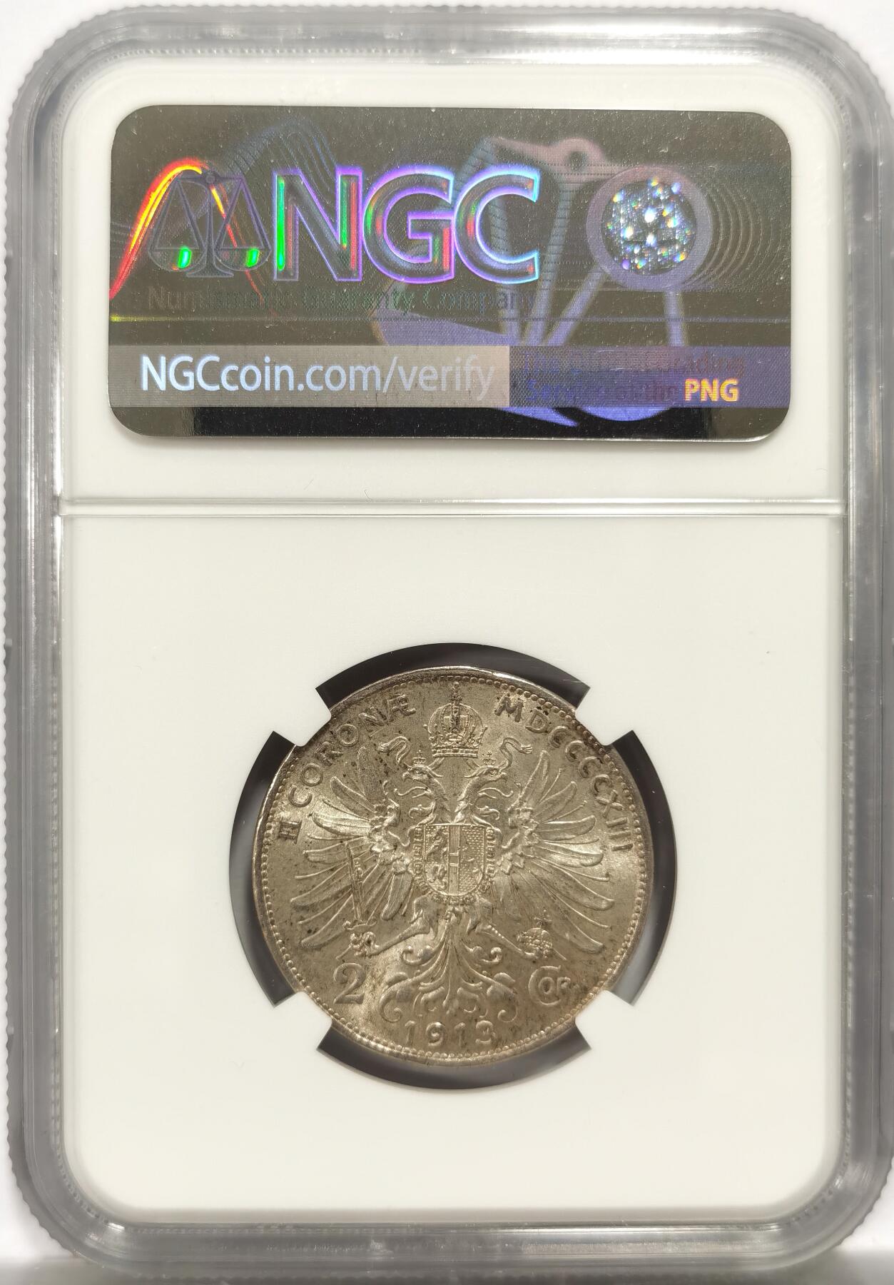 博洋堂世界钱币拍卖第150期（全场包邮） NGC MS63 奥地利1913年2克朗银币