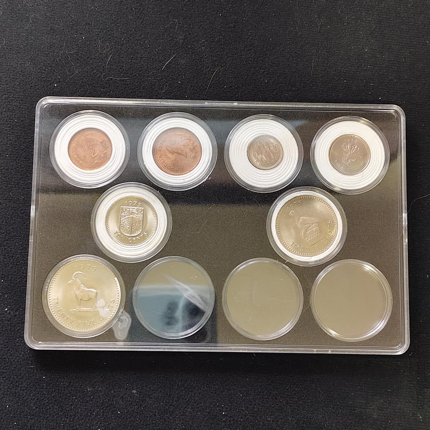 【全场包邮】纯粹捡漏拍482场（免费代拍第19场）-币封+套装+富兰克林（注意佣金） 【盒装套币】英属罗德西亚1970-1976年8枚套币一盒