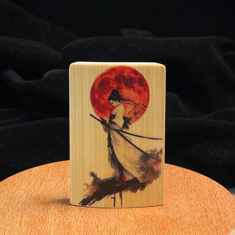 听雨轩（34）天然彩绘实心玉竹牌专场 实心玉竹牌   侠客  4*6cm