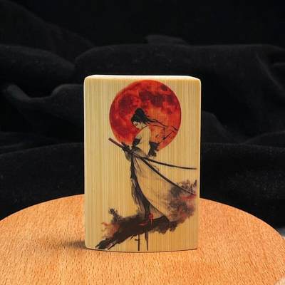 听雨轩（34）天然彩绘实心玉竹牌专场 - 实心玉竹牌   侠客  4*6cm