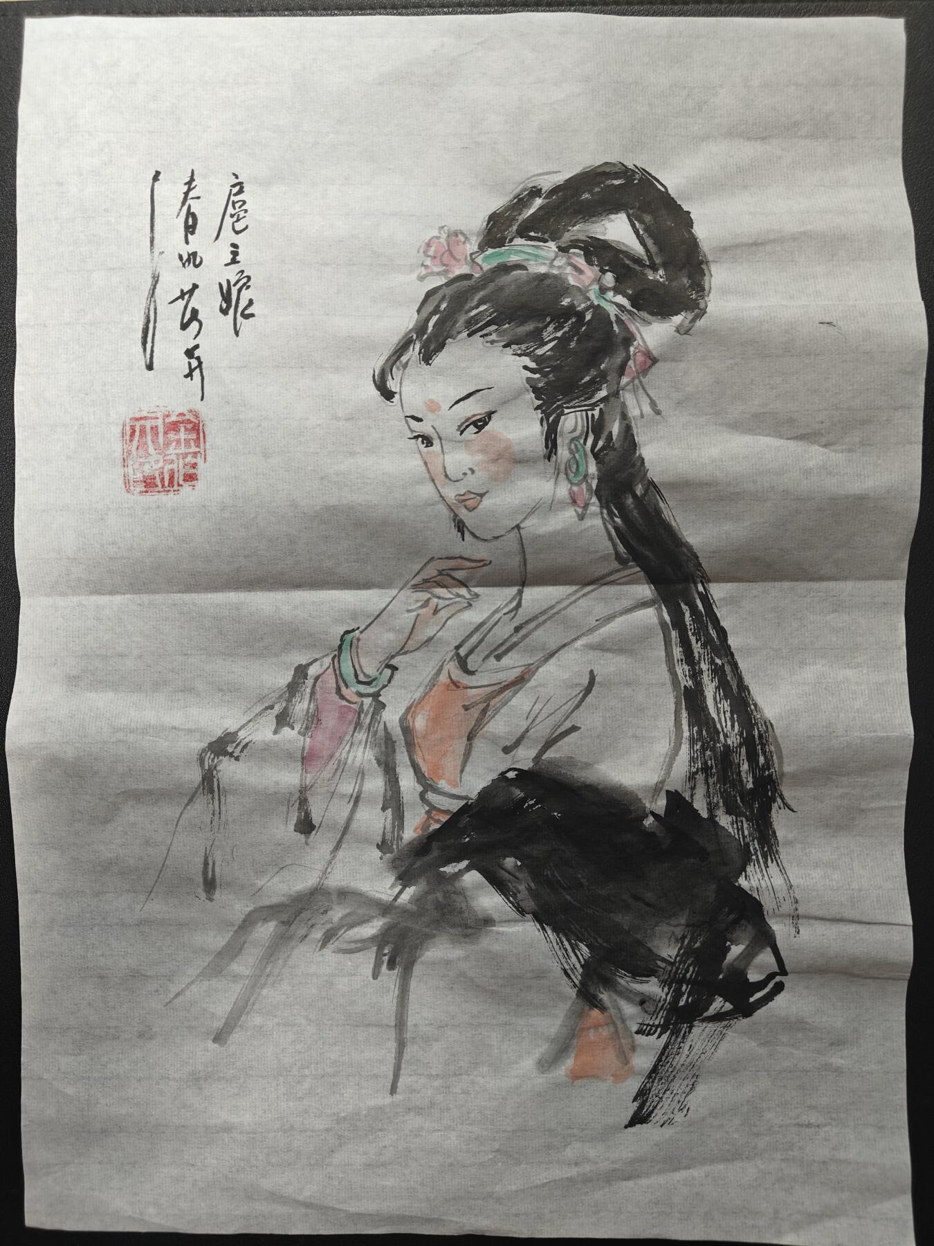 天玑星卡拍第146期《12.4周四截拍》持续收拍收评中 满赠卡需备注 【手绘水墨画】bowen艺术 原创水墨画 春暖花开 扈三娘 A4左右尺寸 宣纸