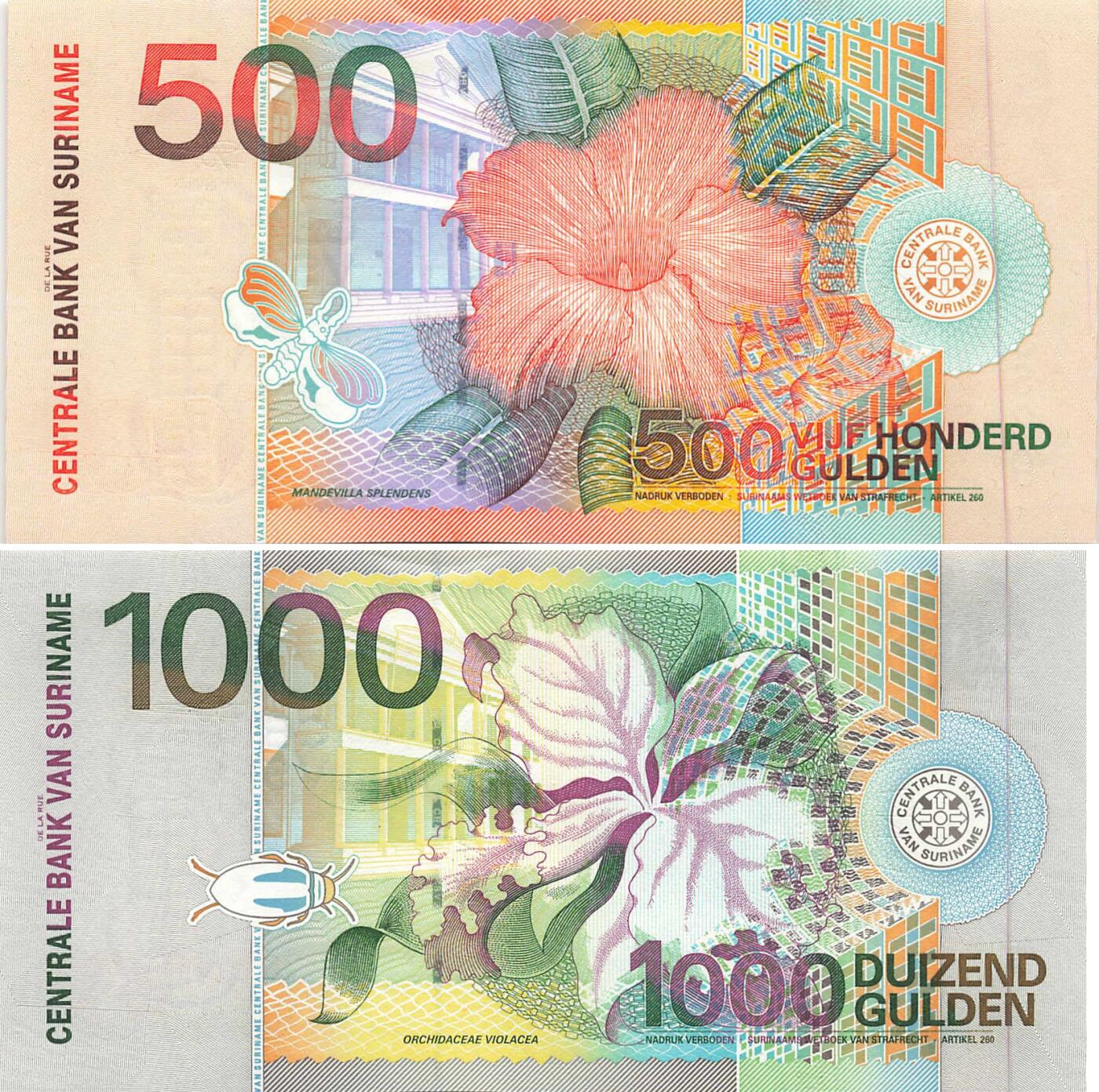 小福收藏拍卖第197期 裸钞场 本期有多张豹子号靓号 百慕大03年50元纪念钞百位号 马来亚和英属婆罗洲开国第一张纸币大冠女王 马来亚 41年1元英王乔六 法属太平洋10000法郎 捷克1000克朗纪念钞千位号  卢森堡 1000法郎  萨尔瓦多样钞 匈牙利 法罗群岛 危地马拉等多国精美纸币 苏里南 2000年 500盾 无47+ 1000盾 1组2张 unc