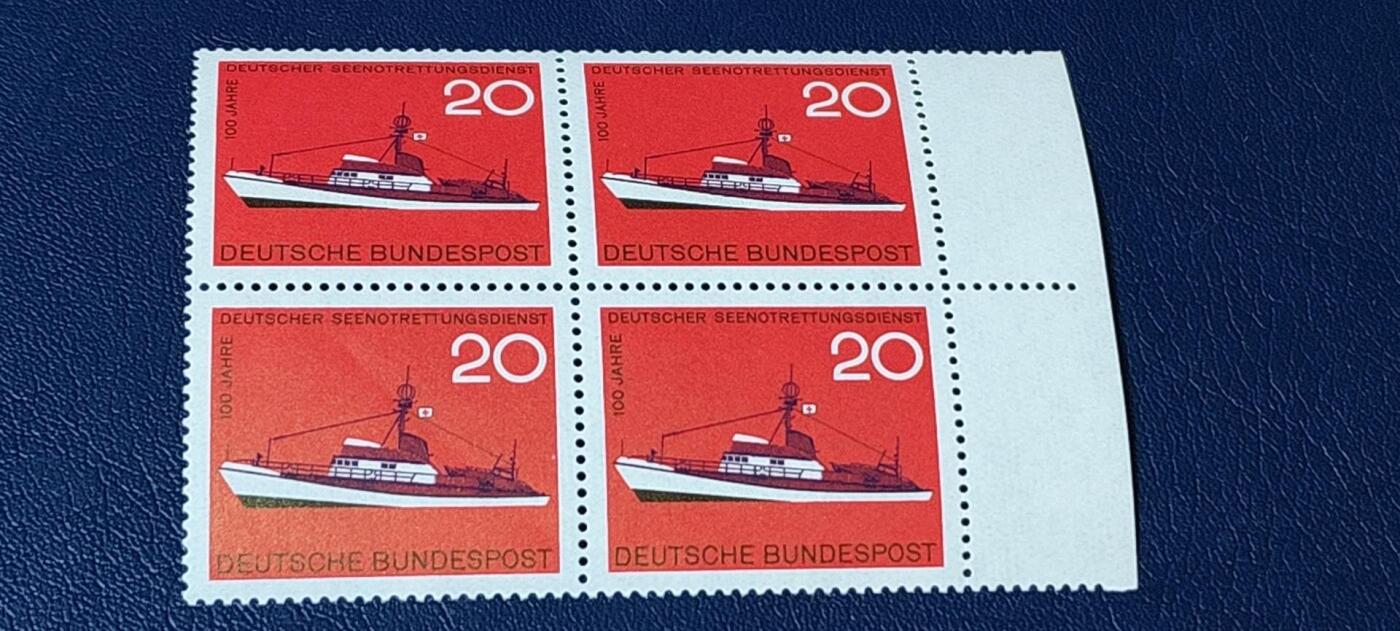 德国邮票专场，都是四方联 德国邮票四方联，1965年发行， 海上遇难者营救协会船。品相如图